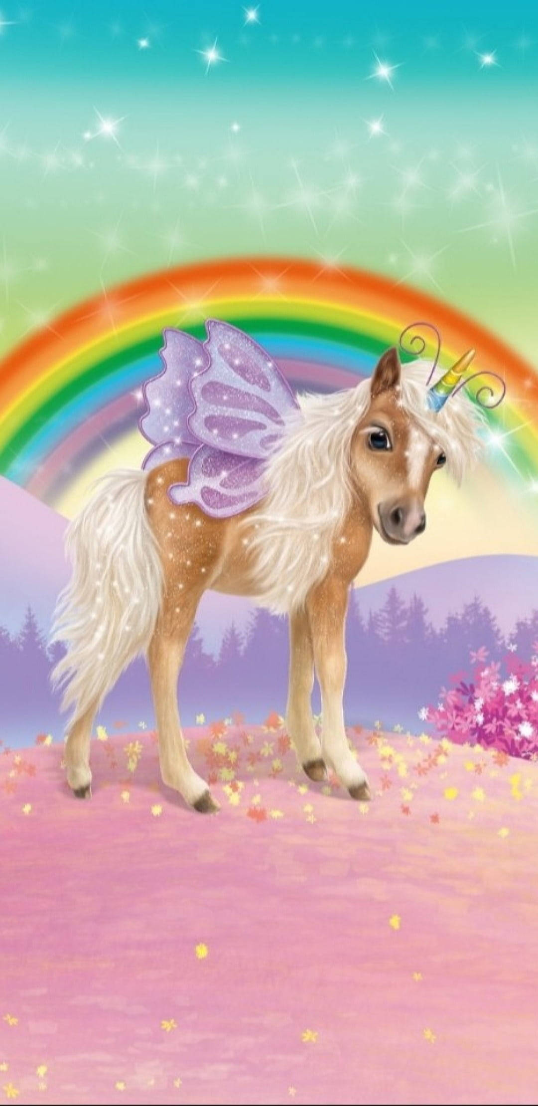 Sclipici și Unicorni cu Aripi Fundal