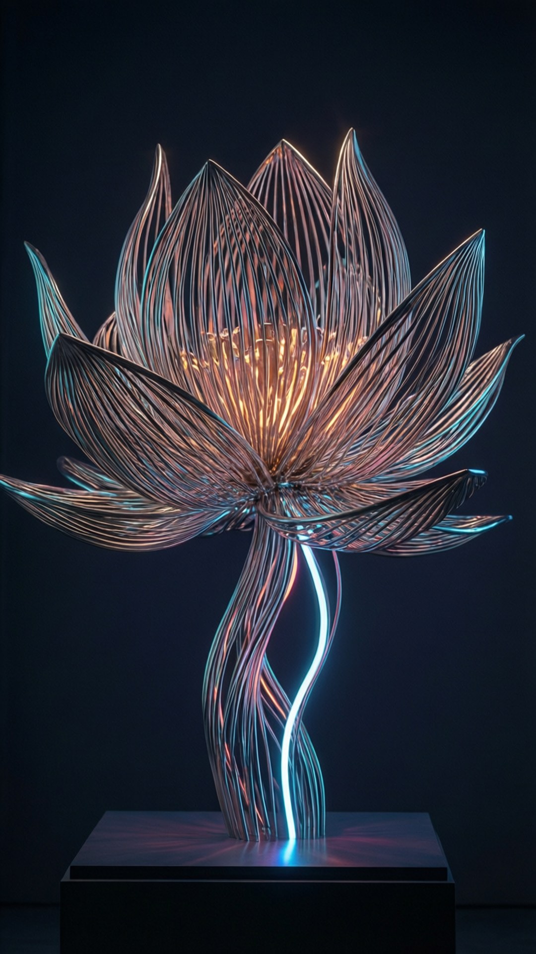 Sculptură Lotus Neon Fundal