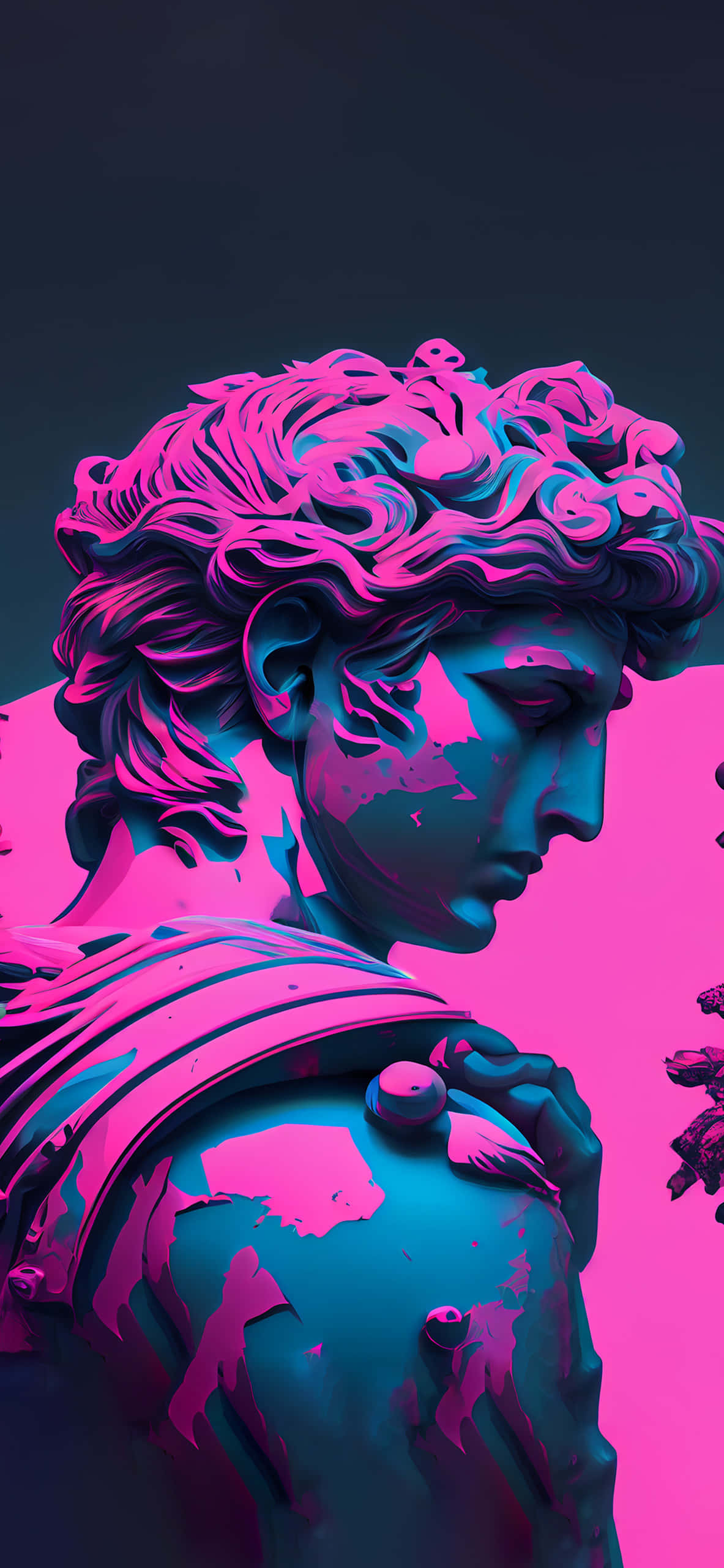 Sculptura lui Michelangelo Vaporwave Vector Artwork Fundal