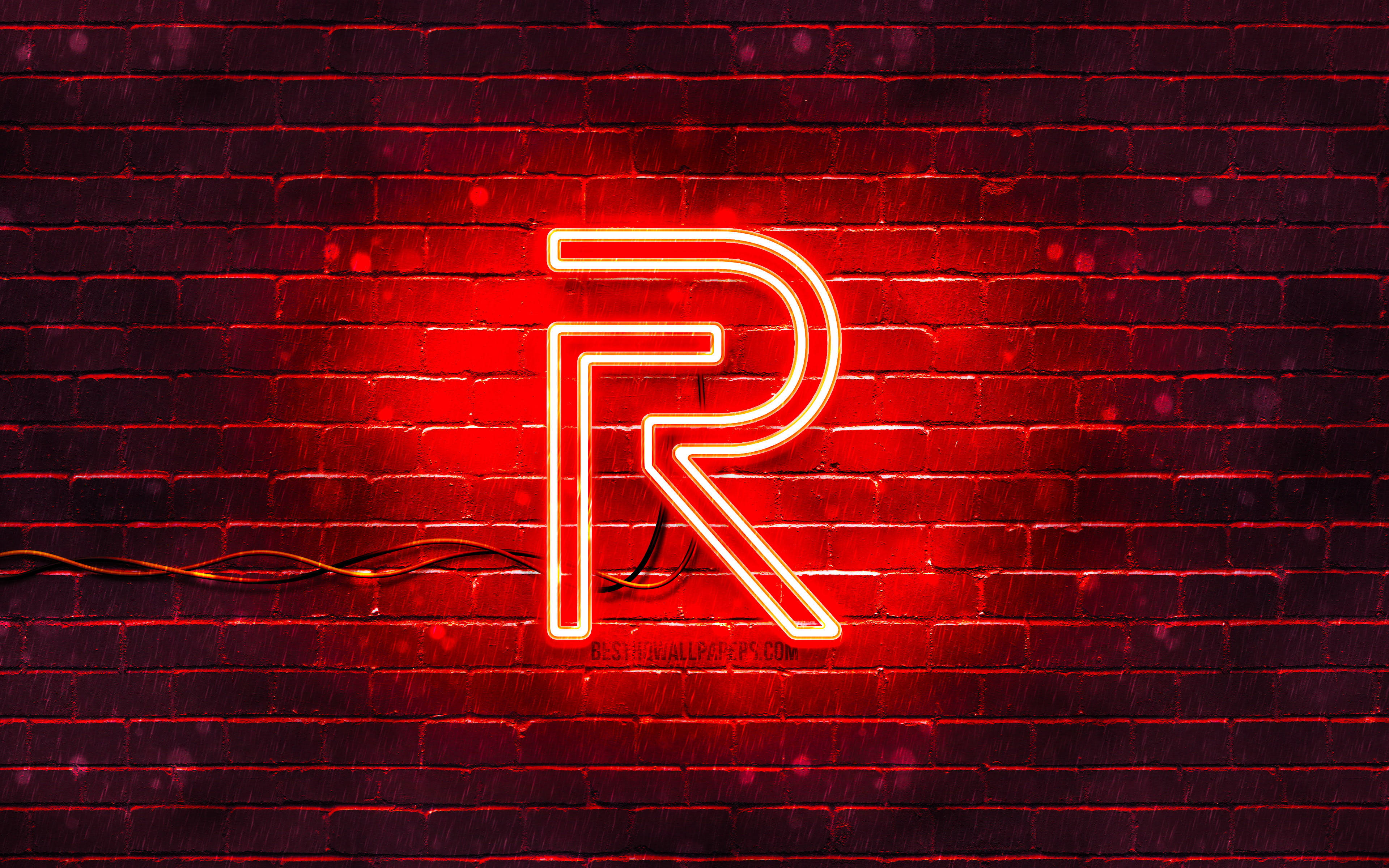 Semn Neon Roșu cu Logo Realme Fundal