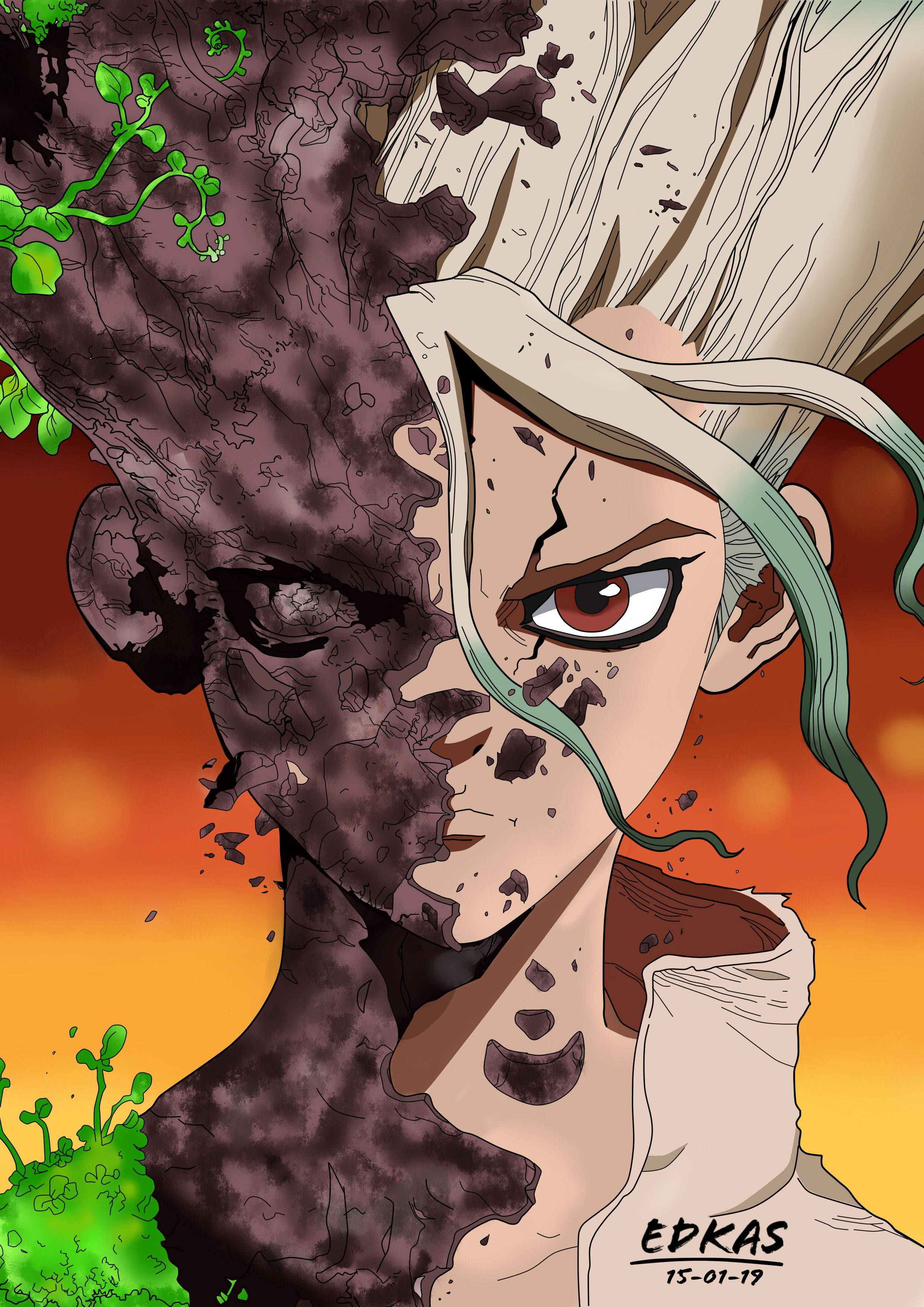 Senku Ishigami în Dr Stone Fundal