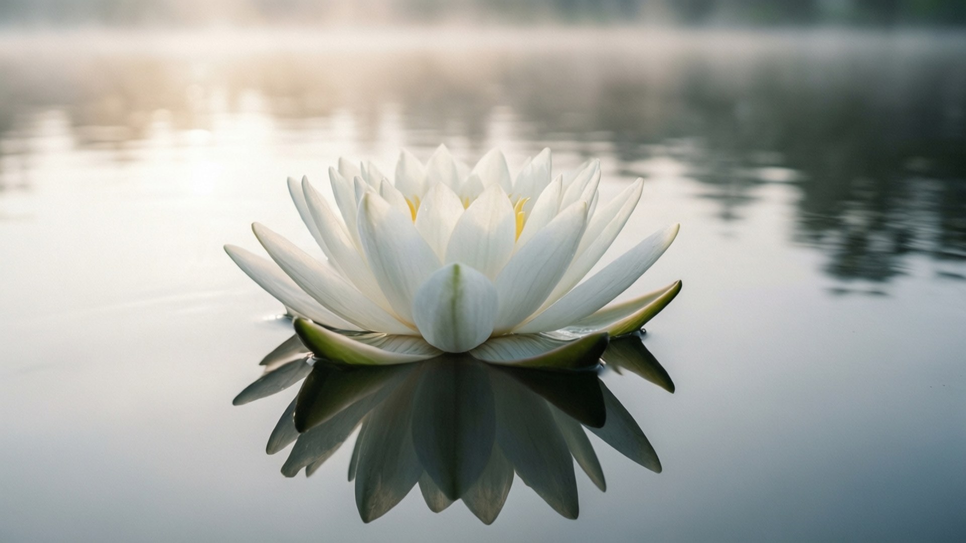 Serenitate cu Lotus Alb Fundal