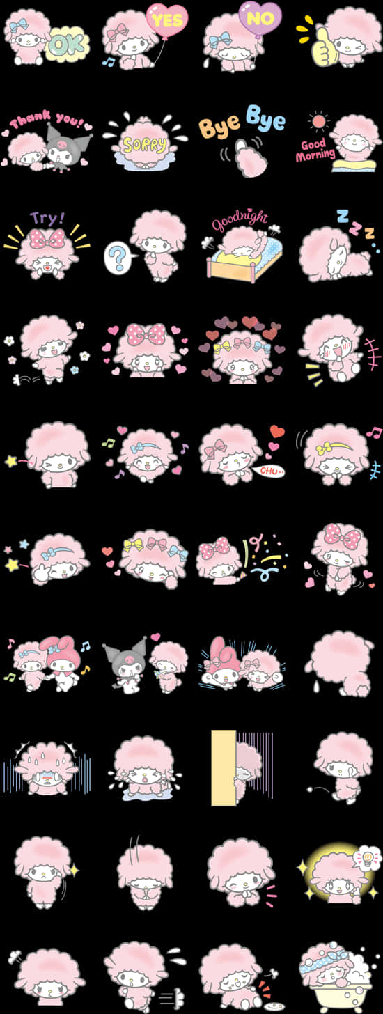 Set de stickere cu expresiile lui My Melody Fundal