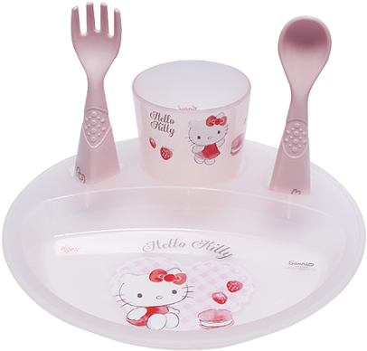 Set de veselă Hello Kitty pentru bebeluși Fundal