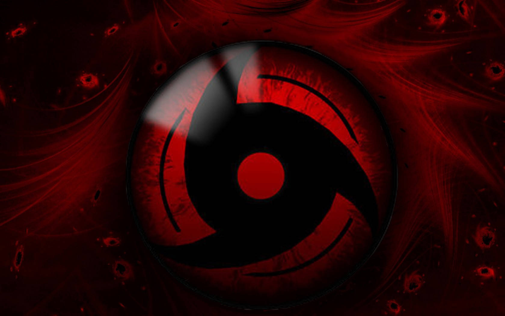 Sharingan Live Roșu Estetic Valuri și Particule Fundal