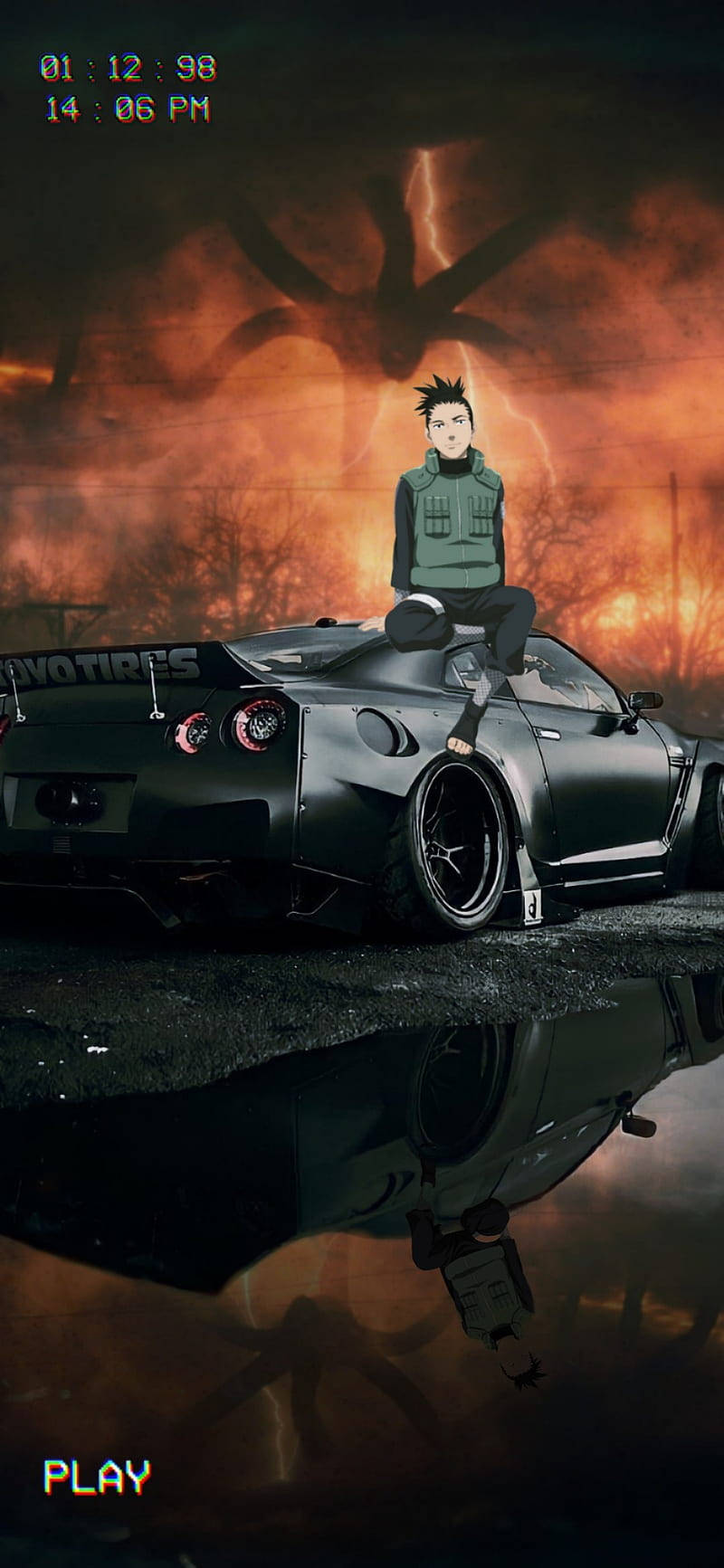 Shikamaru pe o mașină anime Fundal