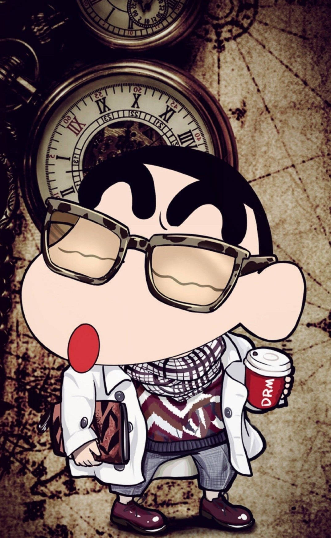 Shin Chan la iPhone în ținută stilată Fundal