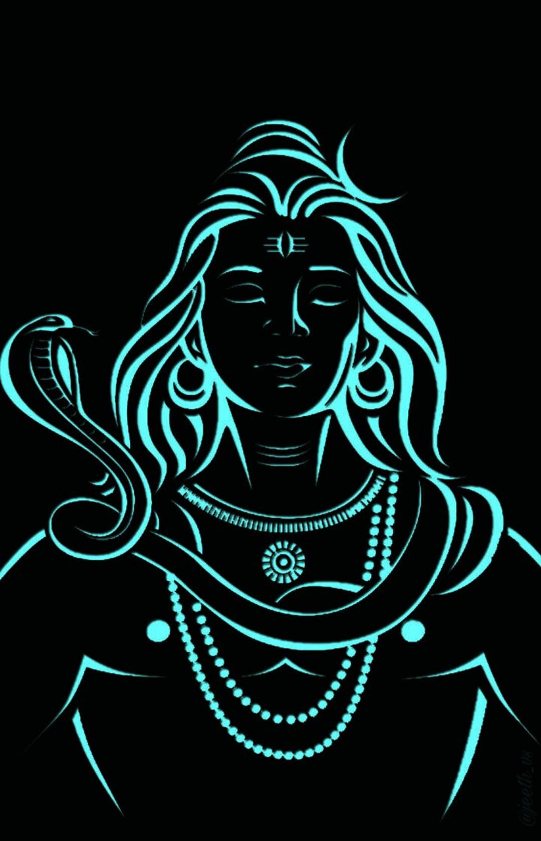 Shiva Zeul Mahakalului în Neon HD Fundal