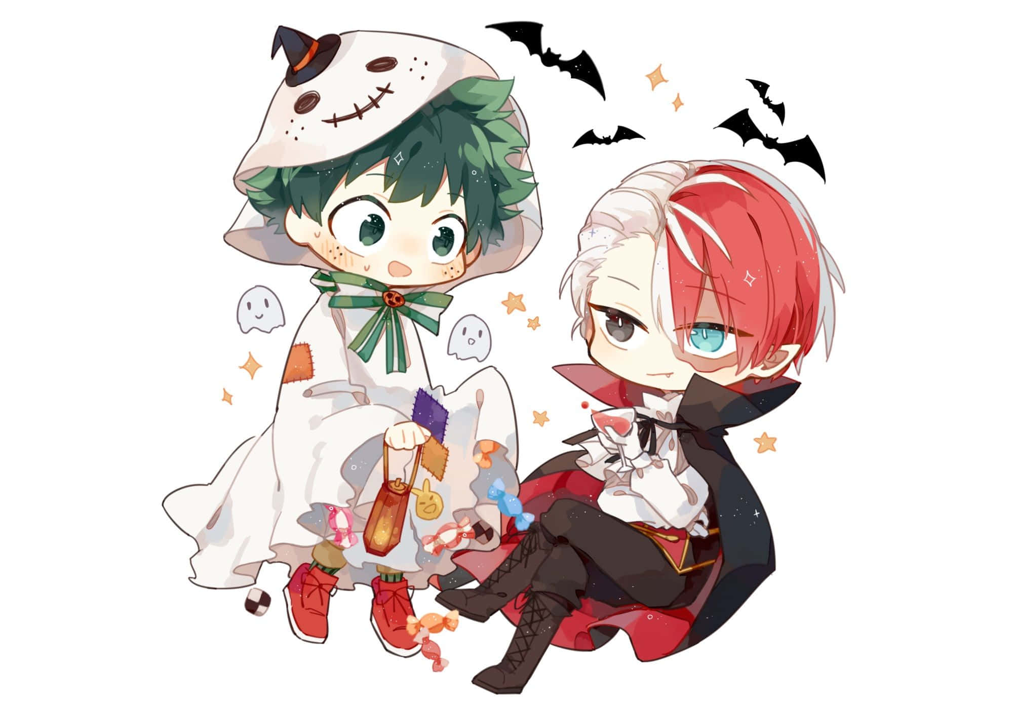 Shoto Todoroki și Izuku Midoriya My Hero Academia Halloween Fundal