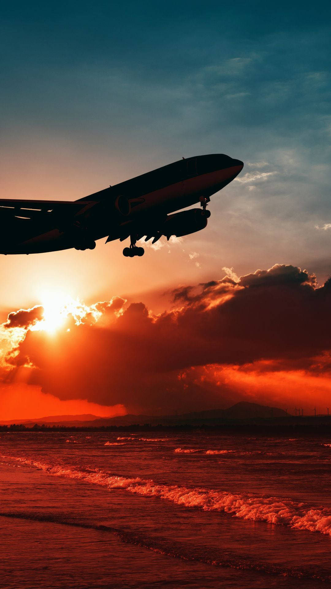 Siluetă de avion în zbor Android Fundal