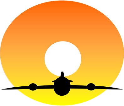Siluetă de avion la apus Fundal