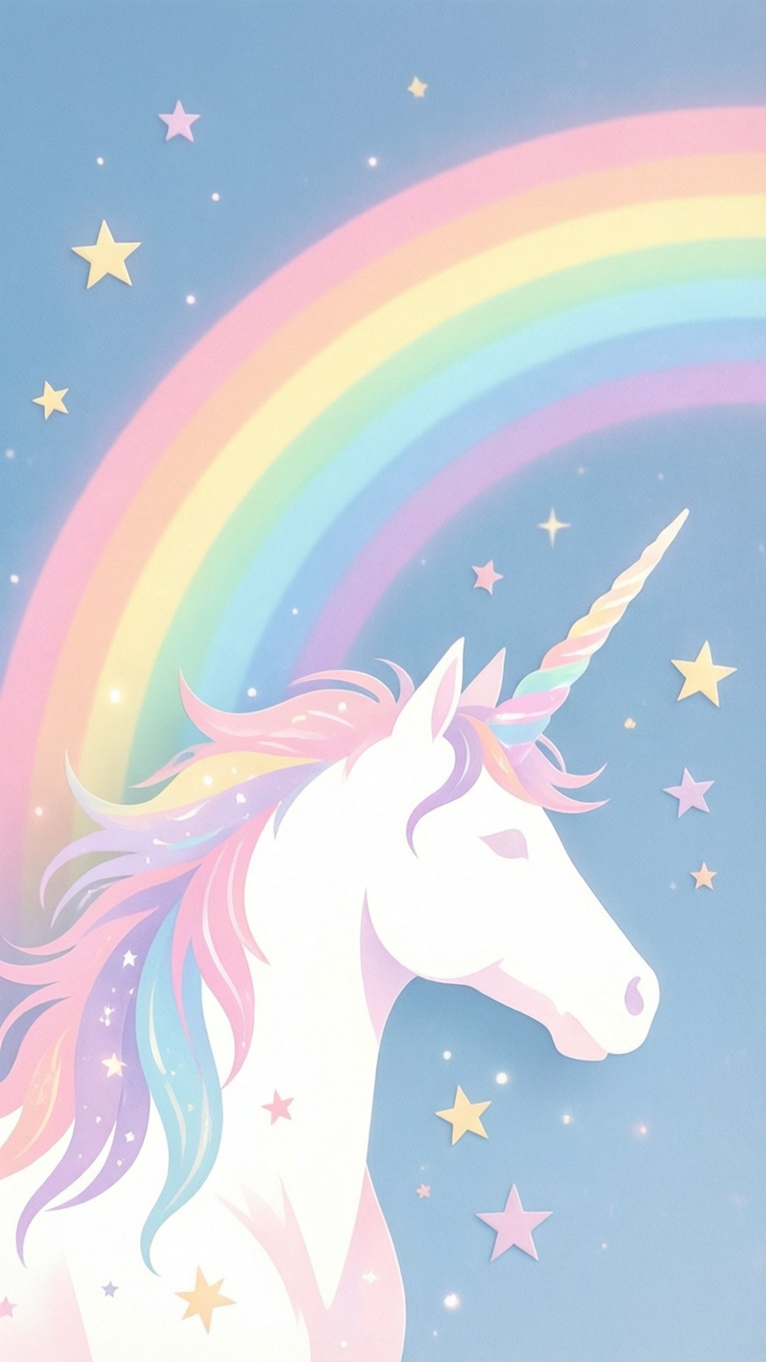Siluetă de Unicorn Curcubeu Fundal