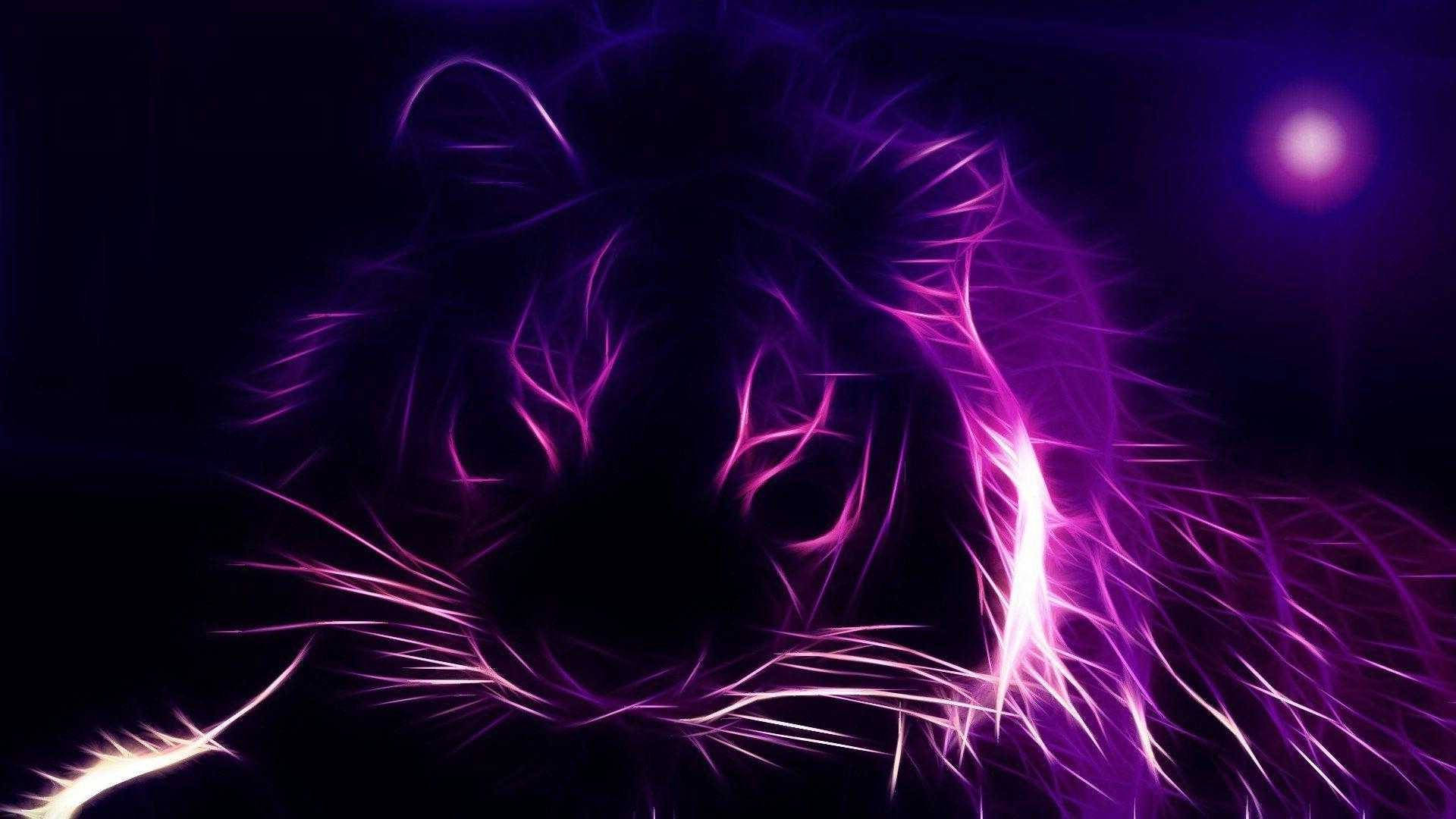 Siluetă estetică de tigru violet neon Fundal