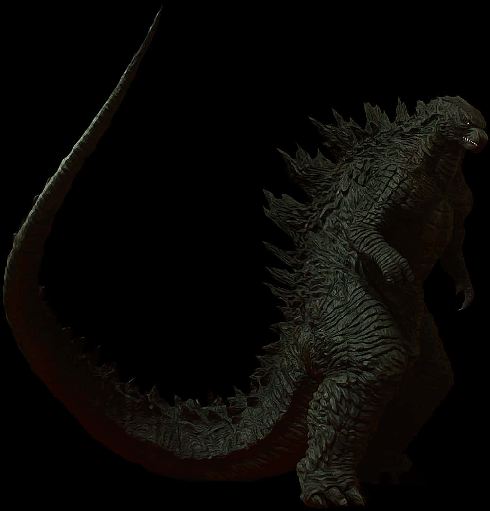 Siluetă Godzilla pe fundal negru Fundal