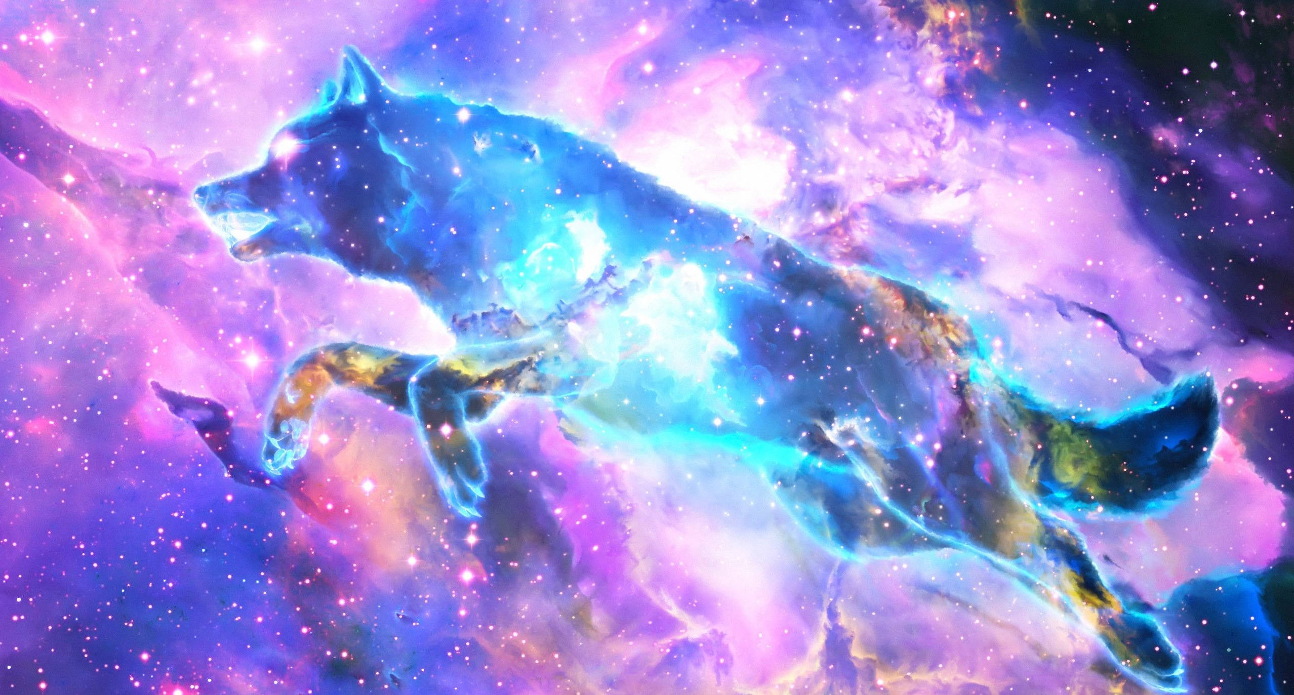 Siluetă mov de lup galactic Fundal