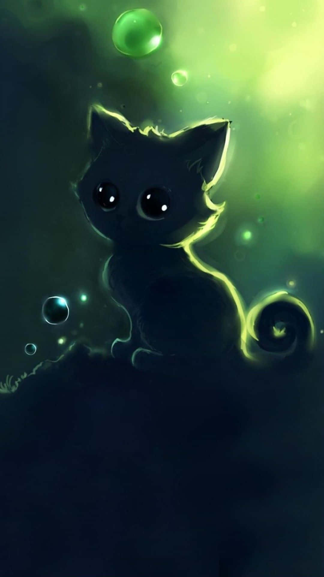 Siluetă pisică anime Kawaii Fundal