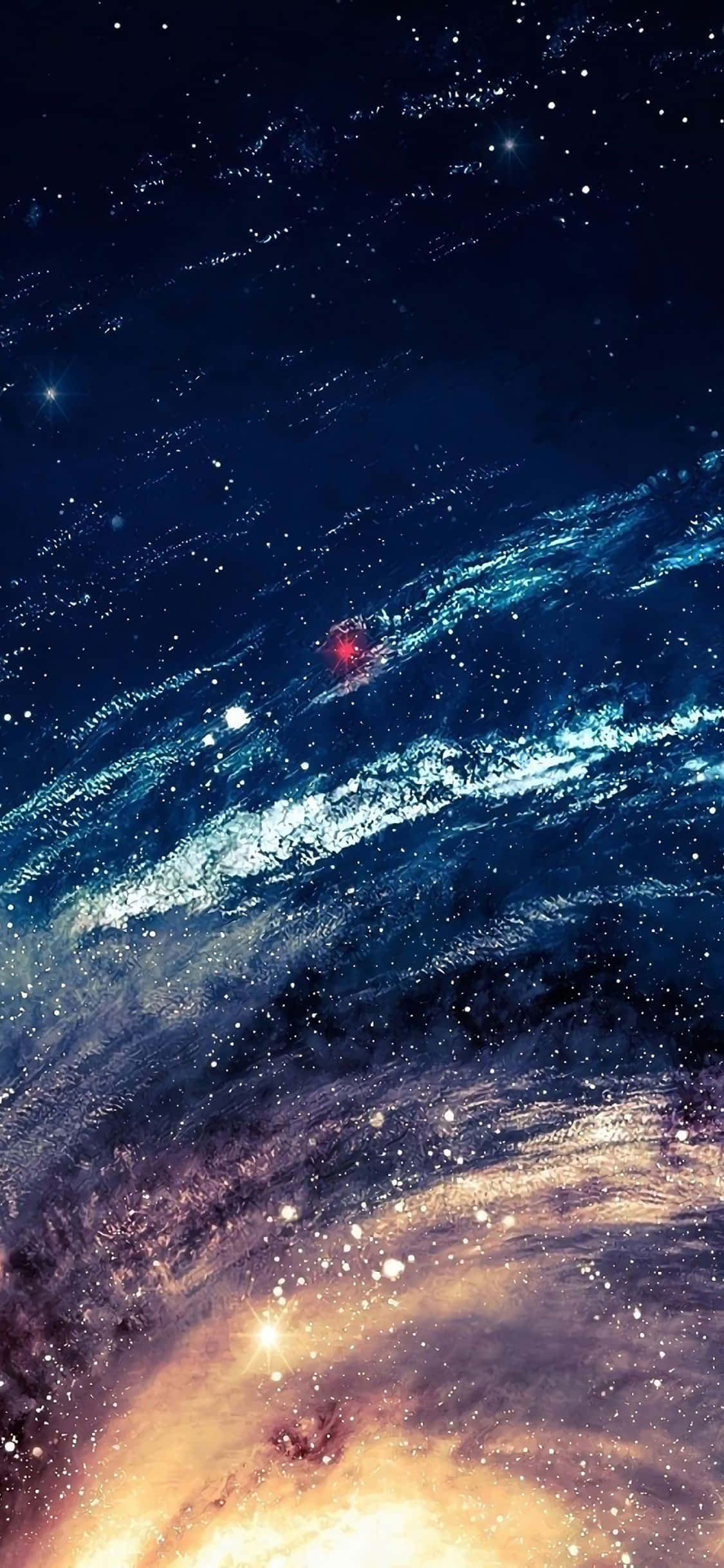 Simțiți puterea galaxiei în mâinile dumneavoastră cu Blue Galaxy iPhone. Fundal