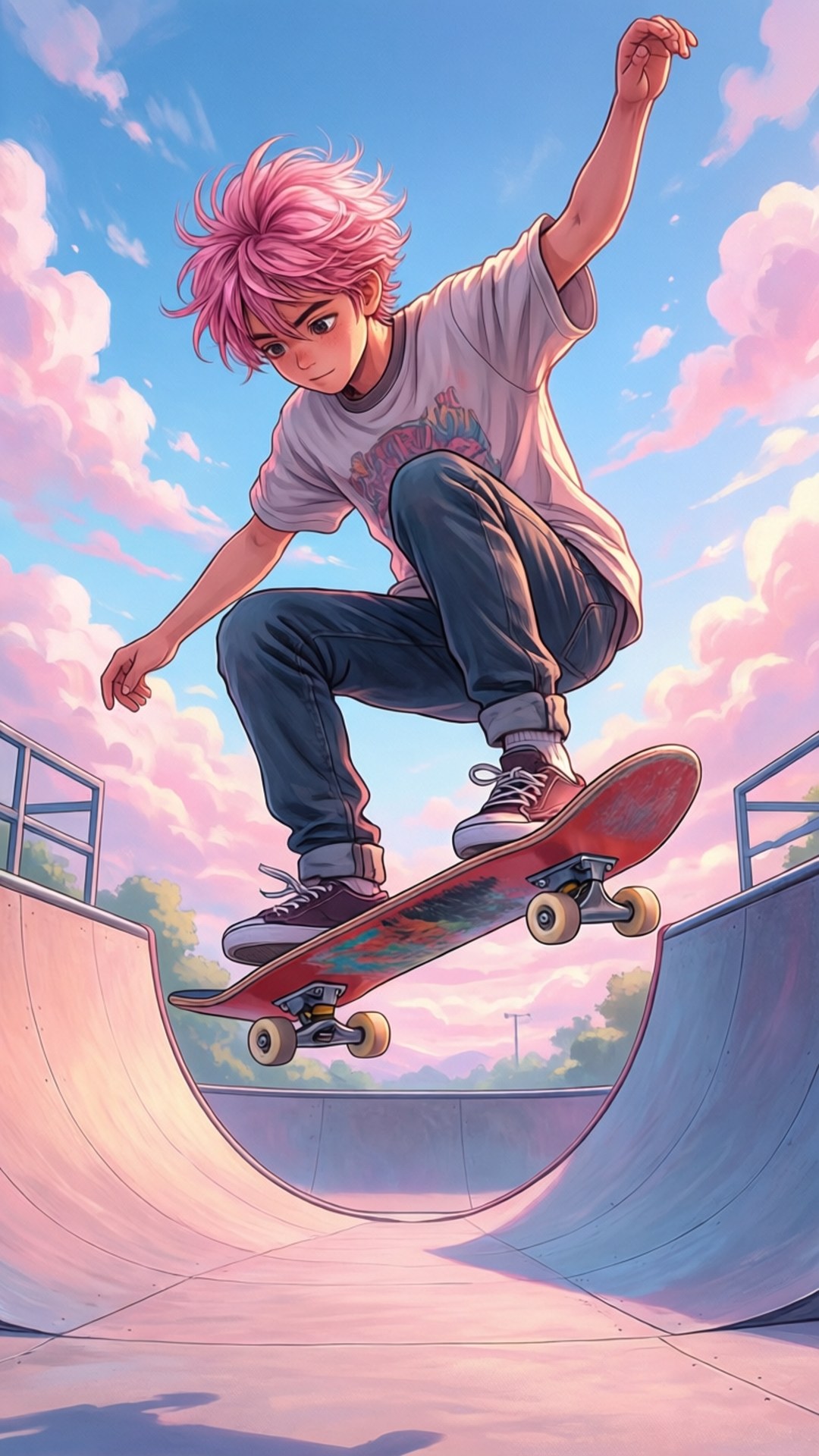 Skater Anime Pastel Fundal