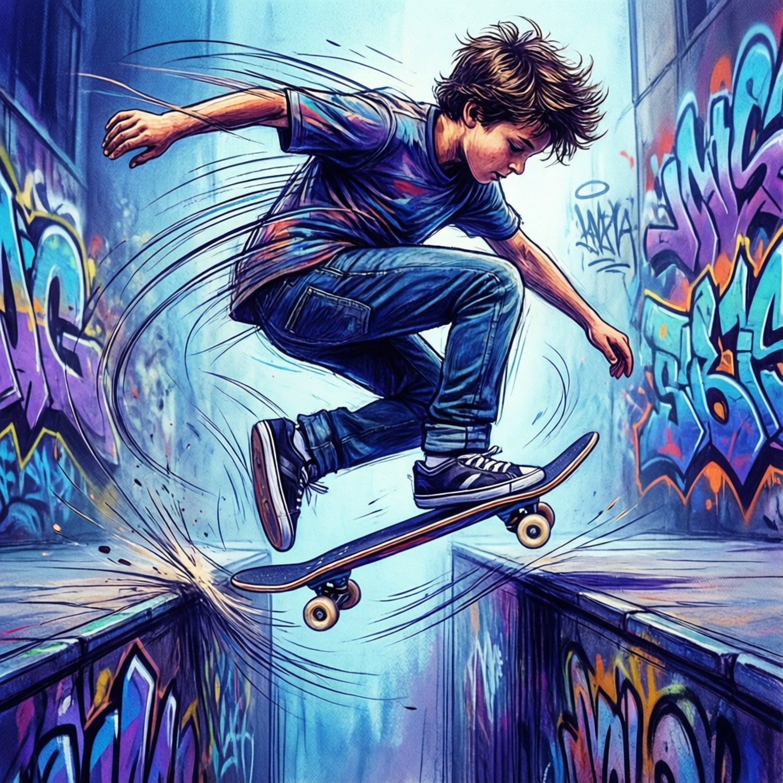 Skater în Mișcare Artistică Fundal