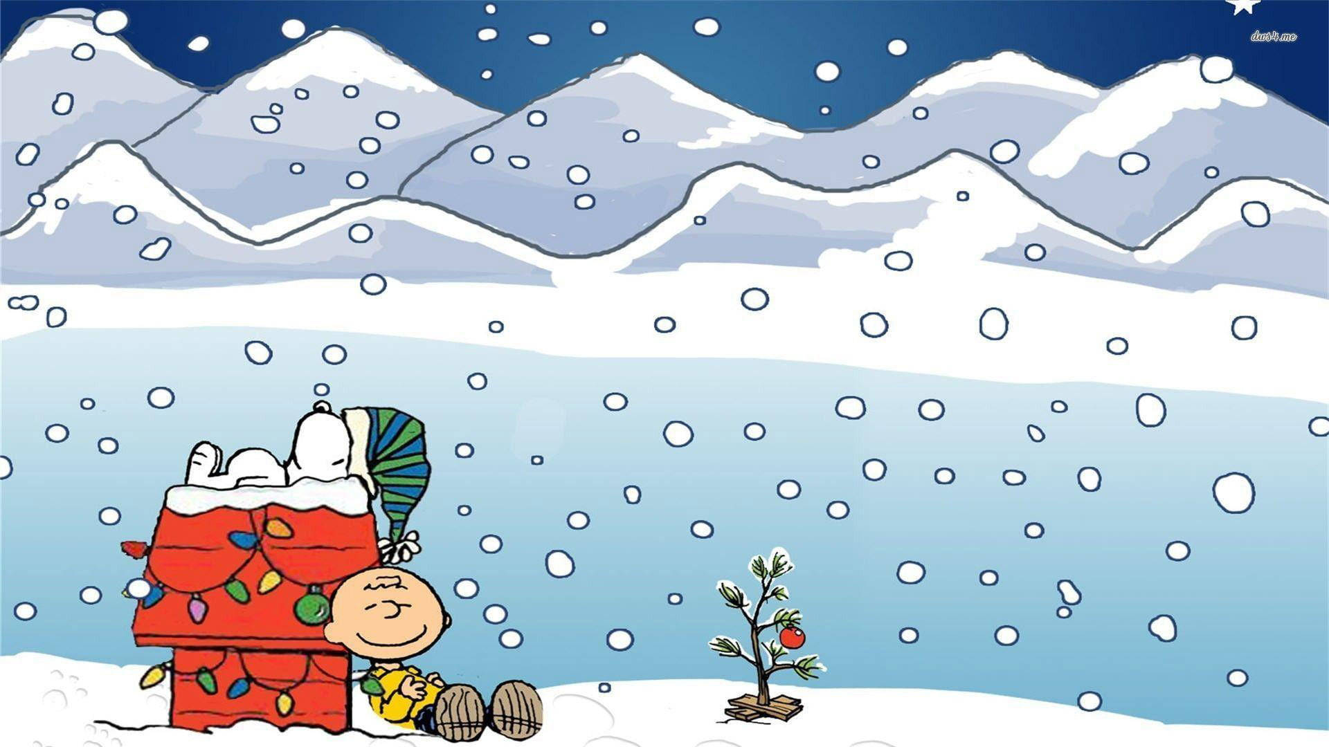 Snoopy Crăciun Zăpadă Exterior Fundal