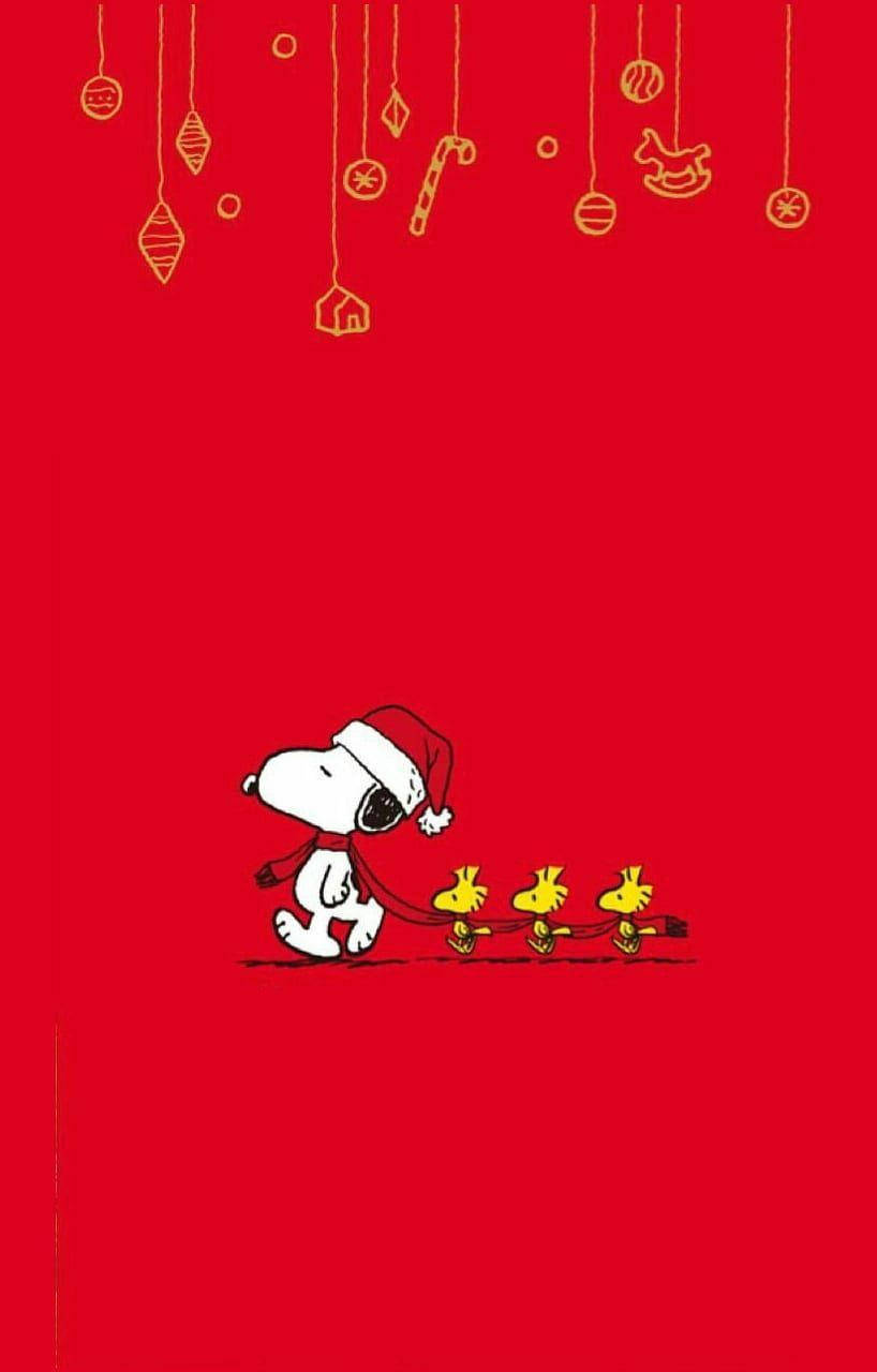 Snoopy Fular Roșu de Crăciun Fundal