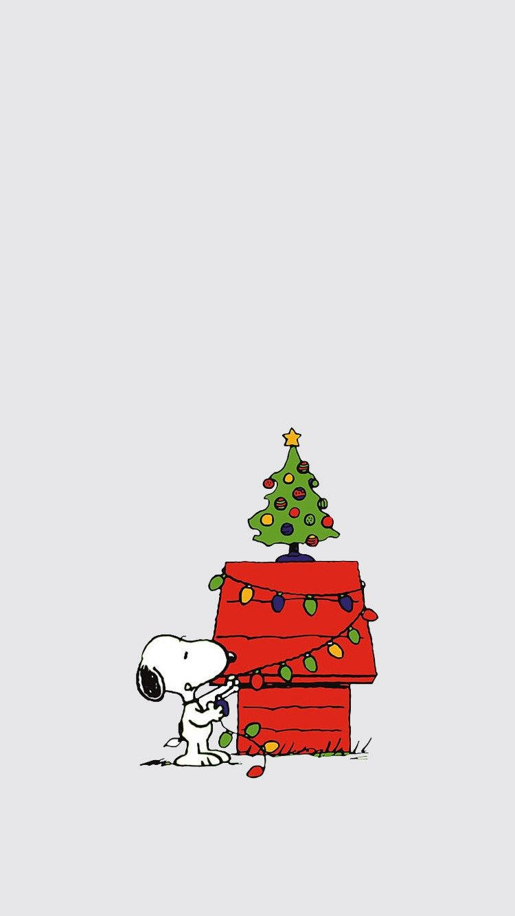 Snoopy simplu și drăguț de Crăciun pentru iPhone Fundal