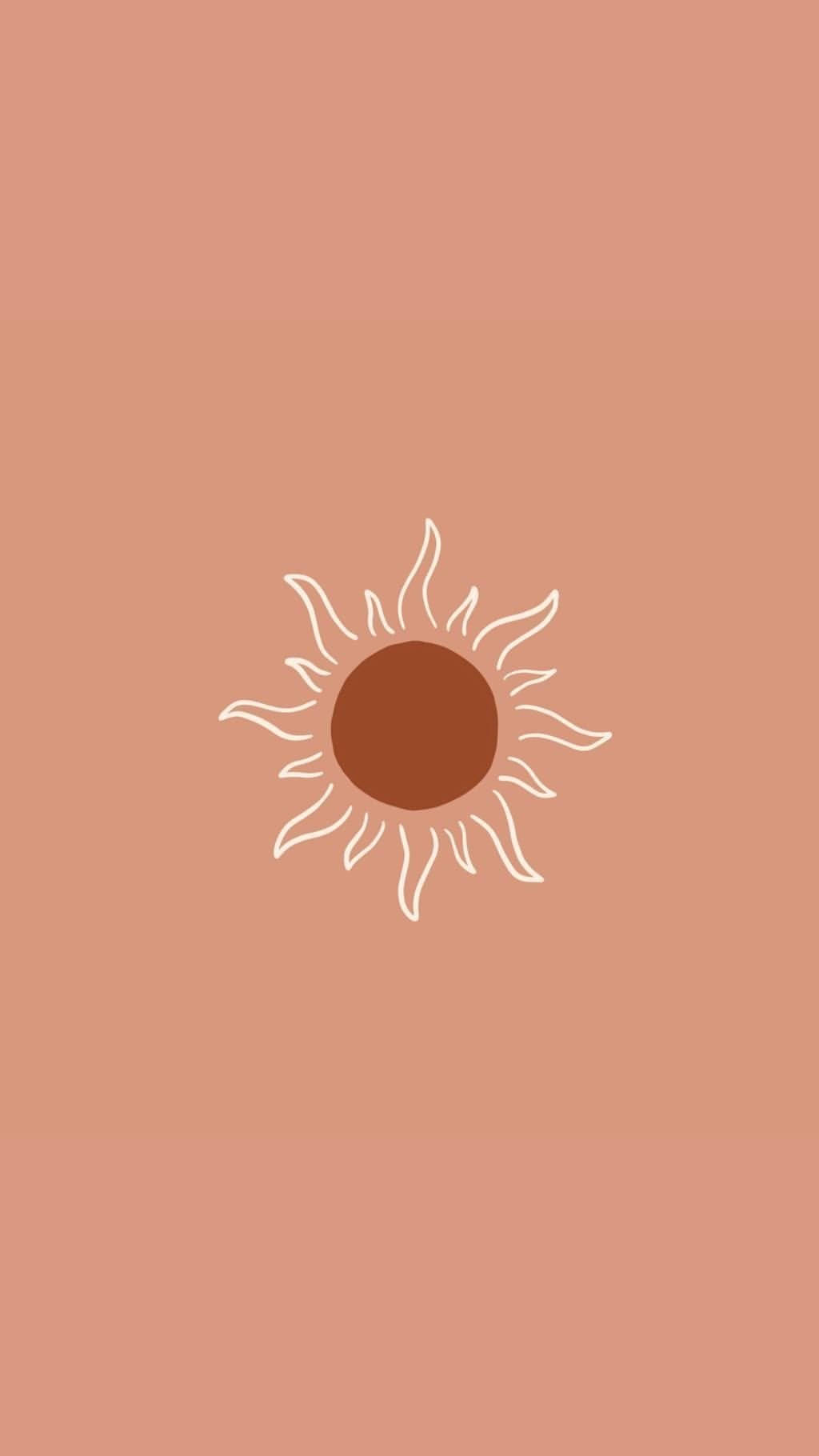 Soare Boho Estetic Conturat în Alb Fundal