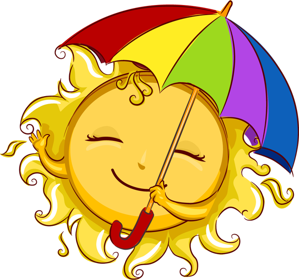 Soare zâmbitor cu umbrelă Fundal