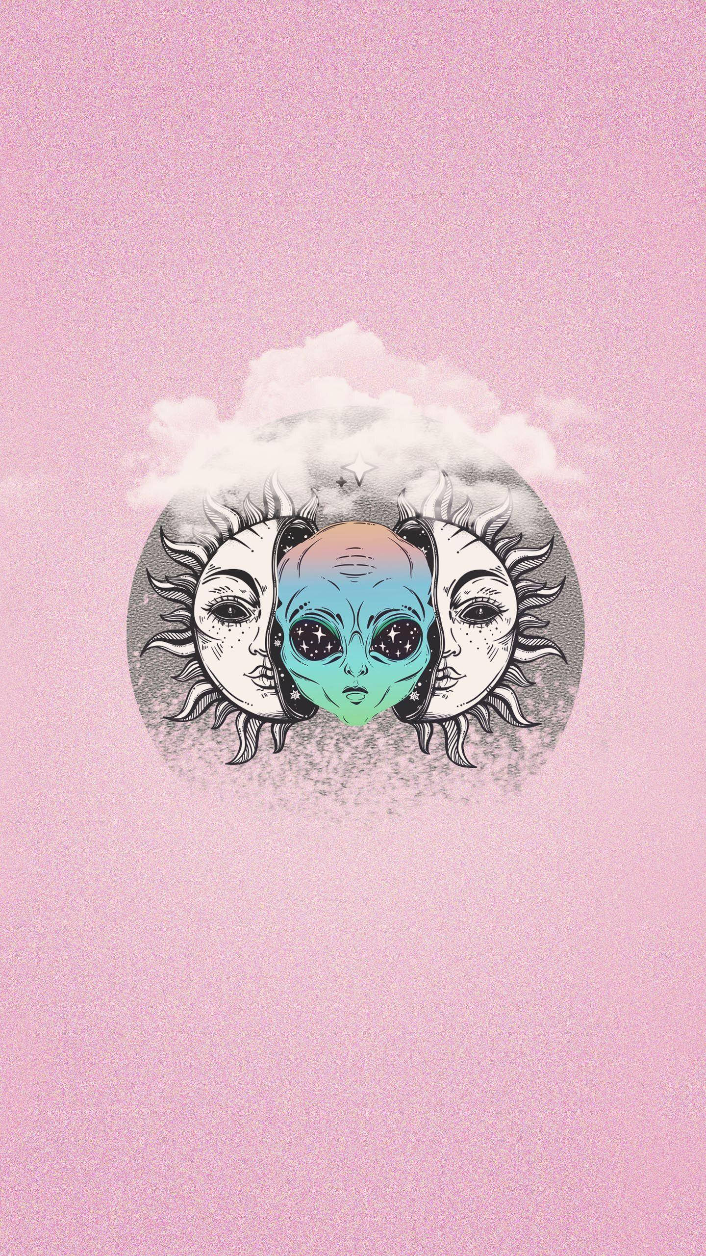 Soarele Alien Estetică Trippy Fundal