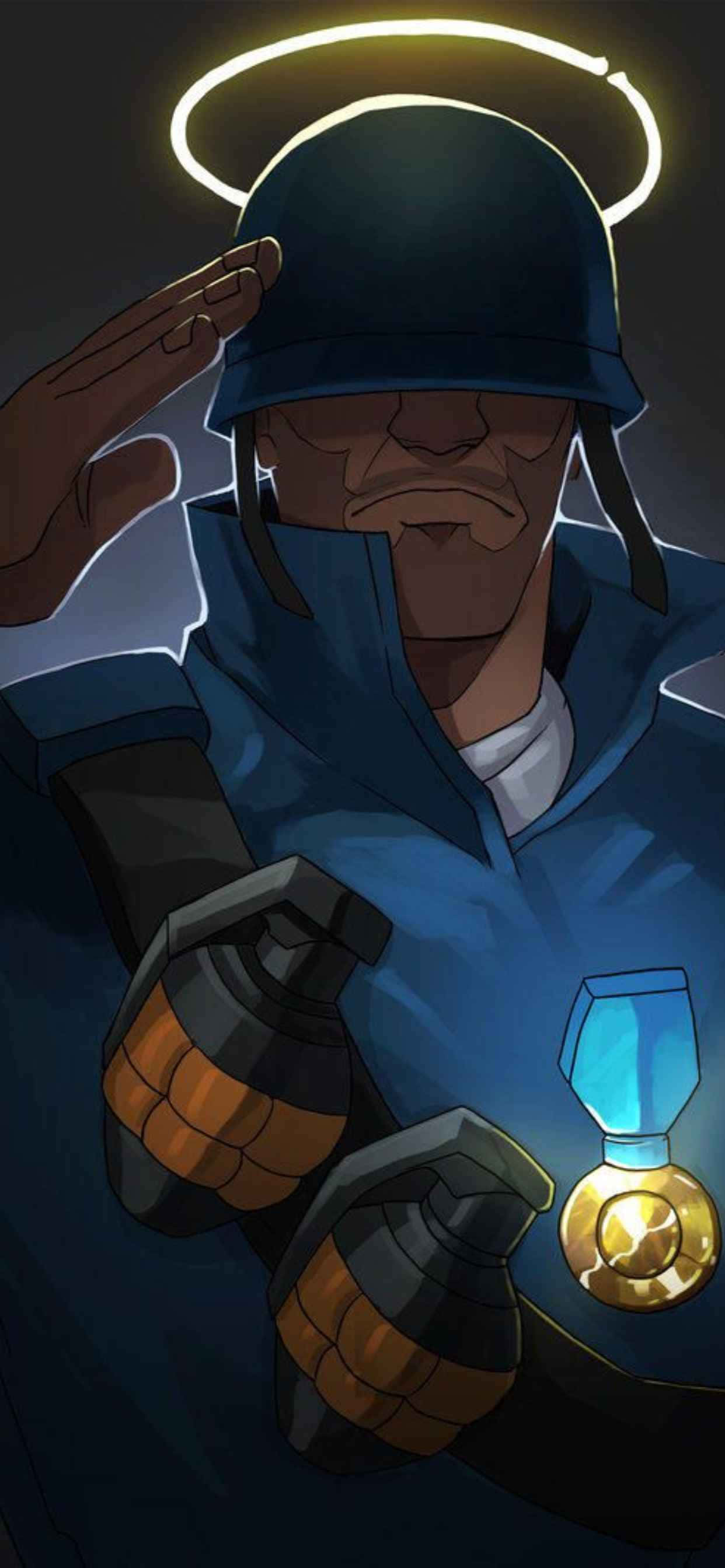 Soldat albastru – fond de ecran Team Fortress 2 pentru iPhone XS Max Fundal