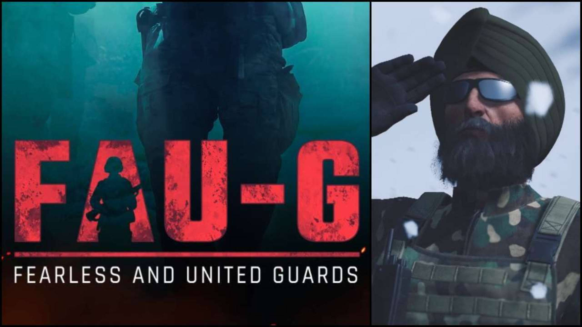 Soldat salutând cu logo-ul FAU-G Fundal