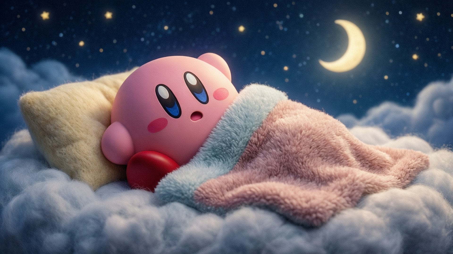Somnul lui Kirby pe un nor Fundal