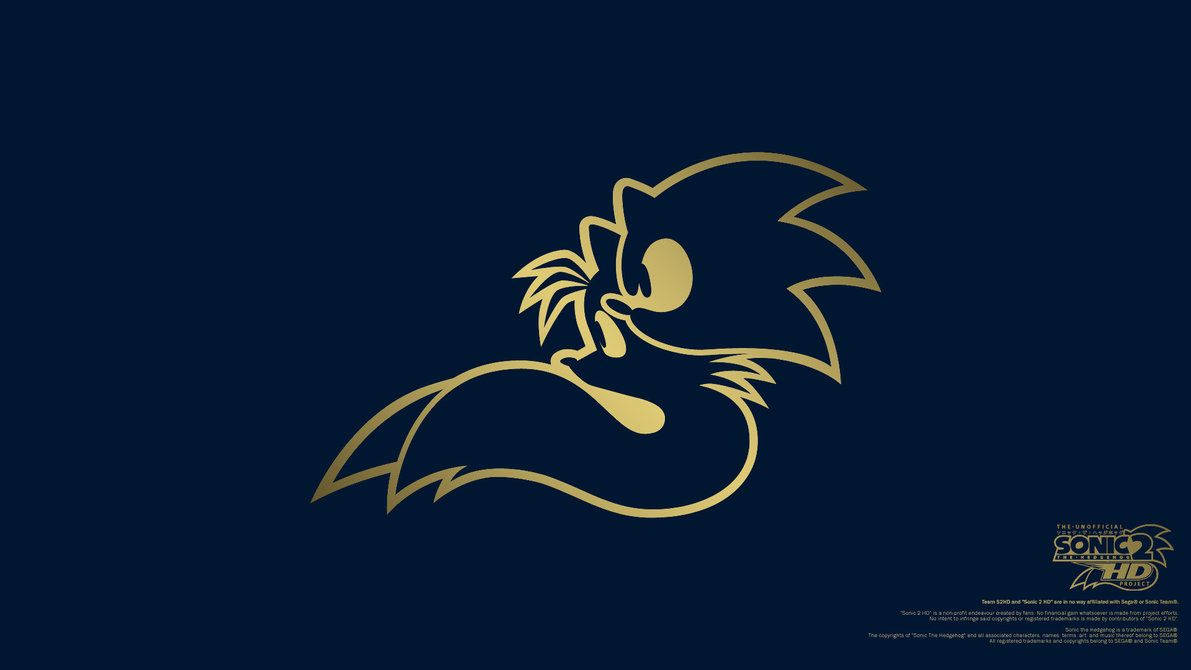 Tapet copertă teaser pentru Sonic 2 cu iconița aurie a lui Sonic. — Sonic Fundal