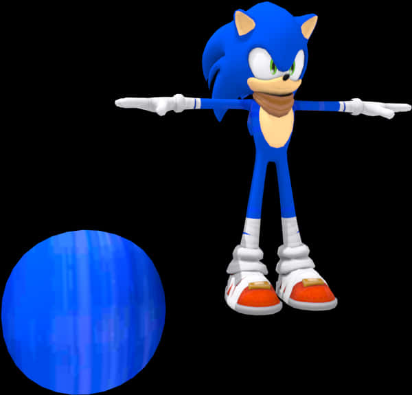 Sonic_ Personaj_ Poză_cu_ Sferă_ Albastră Fundal