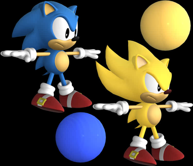 Sonic și Super Sonic în Poses Fundal