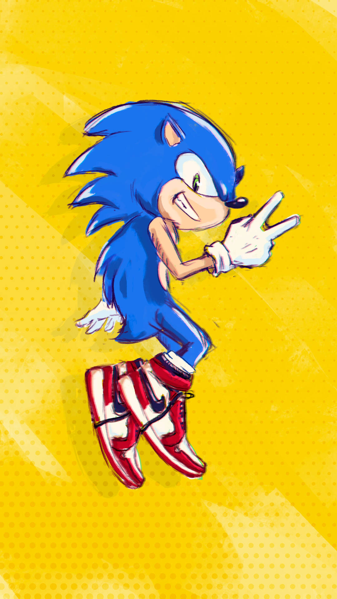 sonic the hedgehog pe un fundal galben Fundal