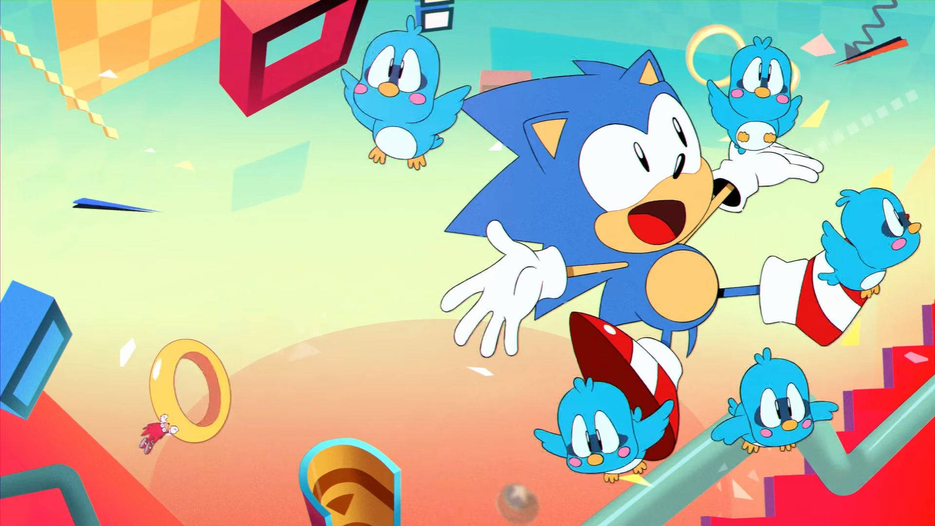Sonic the Hedgehog și o armată de păsări Flicky Fundal