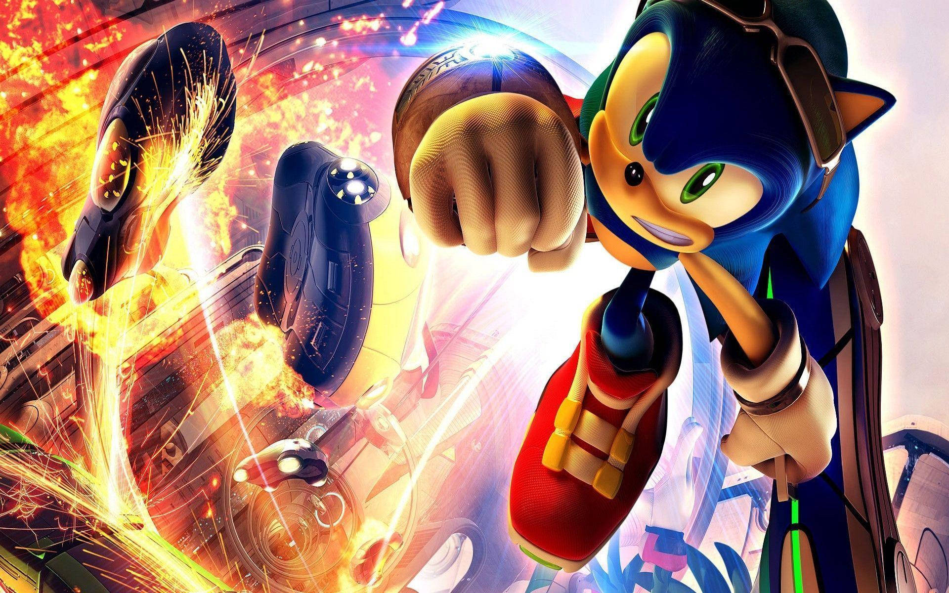 Sonic the Hedgehog străbate orașul în viteză! Fundal