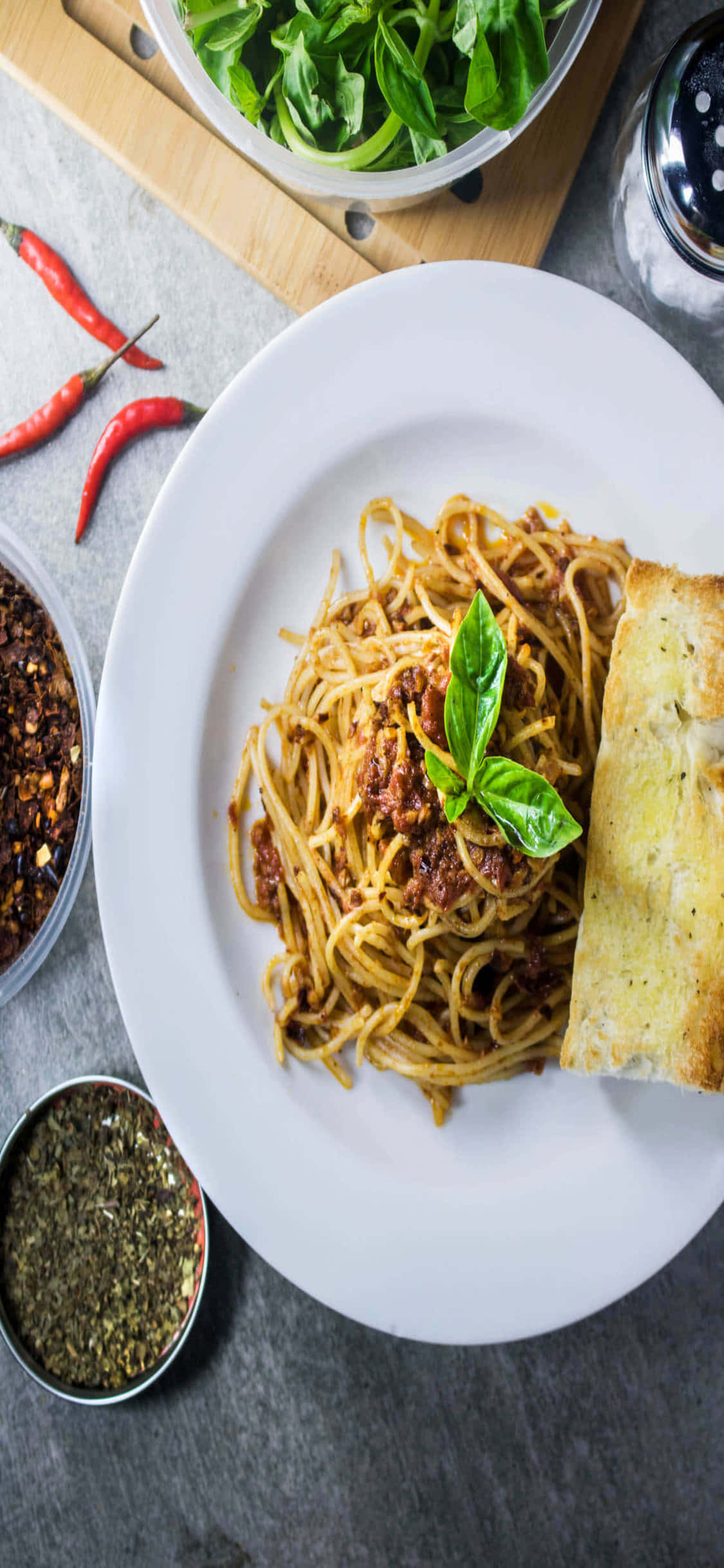 Spaghetti cu pâine cu usturoi iPhone X Fundal Pastă Fundal