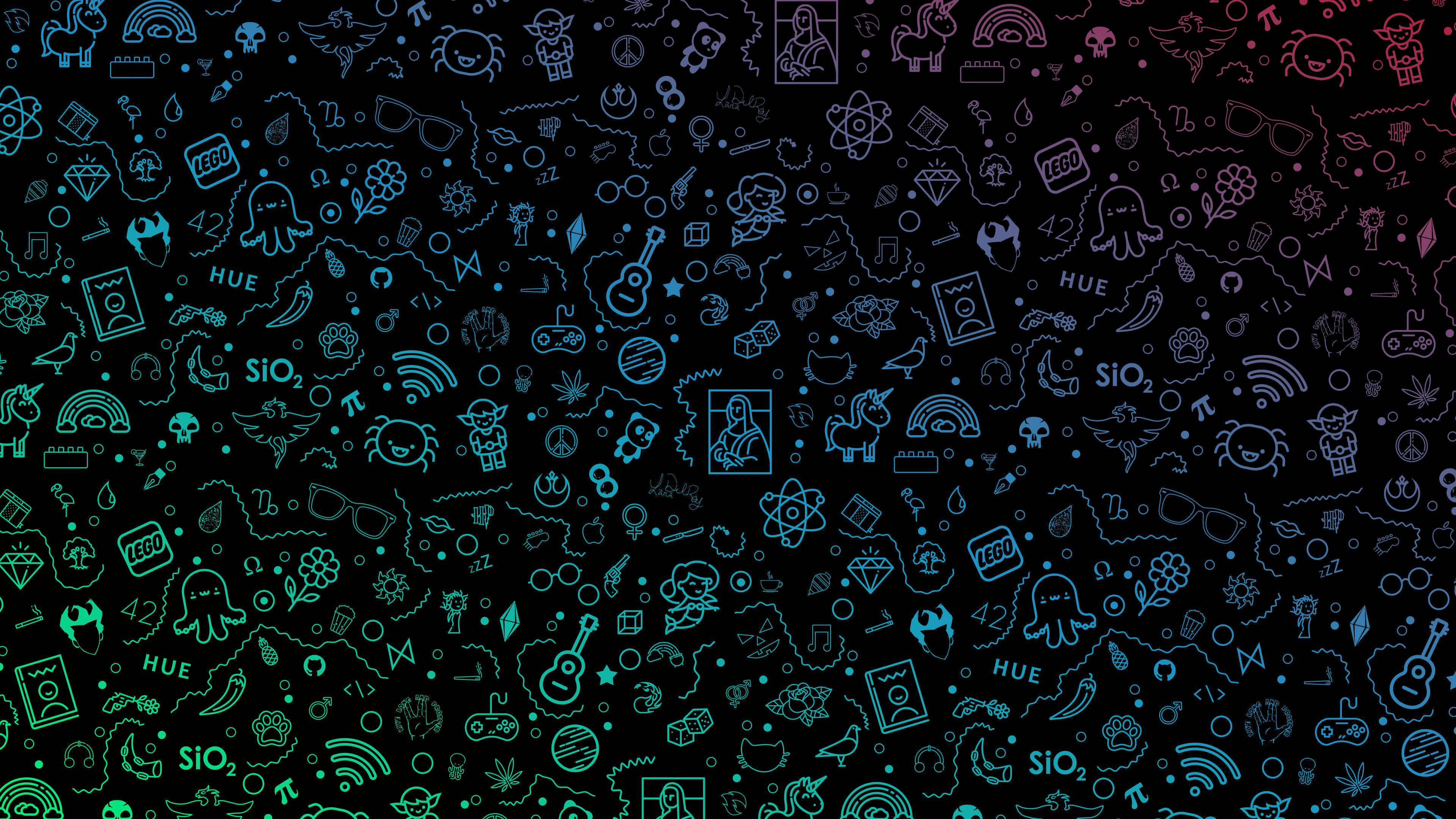 Spațiu Strălucitor 4K Doodle Fundal