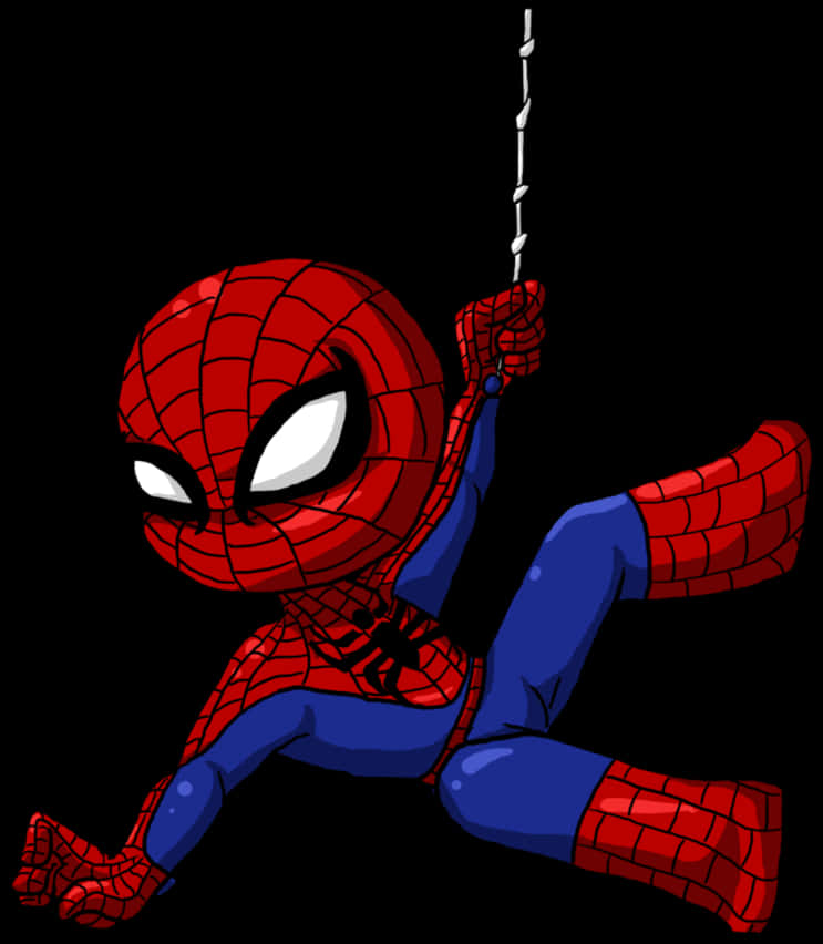 Spiderman în Leagăn pe Pânză - Desen Animat Fundal