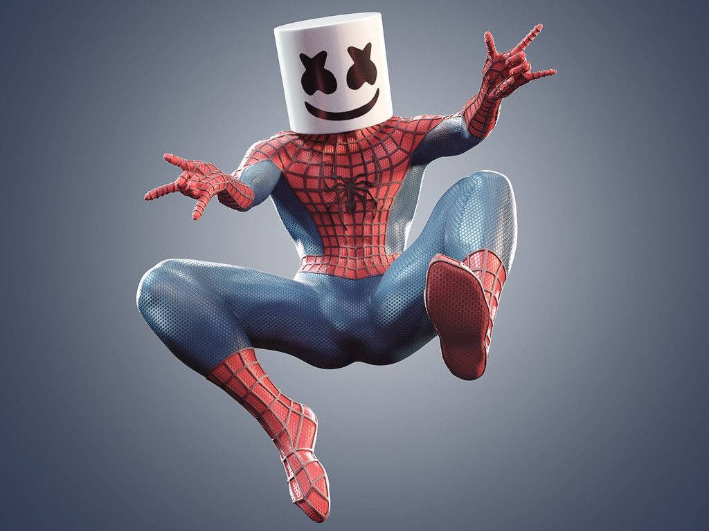 Tapet Spiderman Marshmello 3D amuzant — Spiderman Fundal