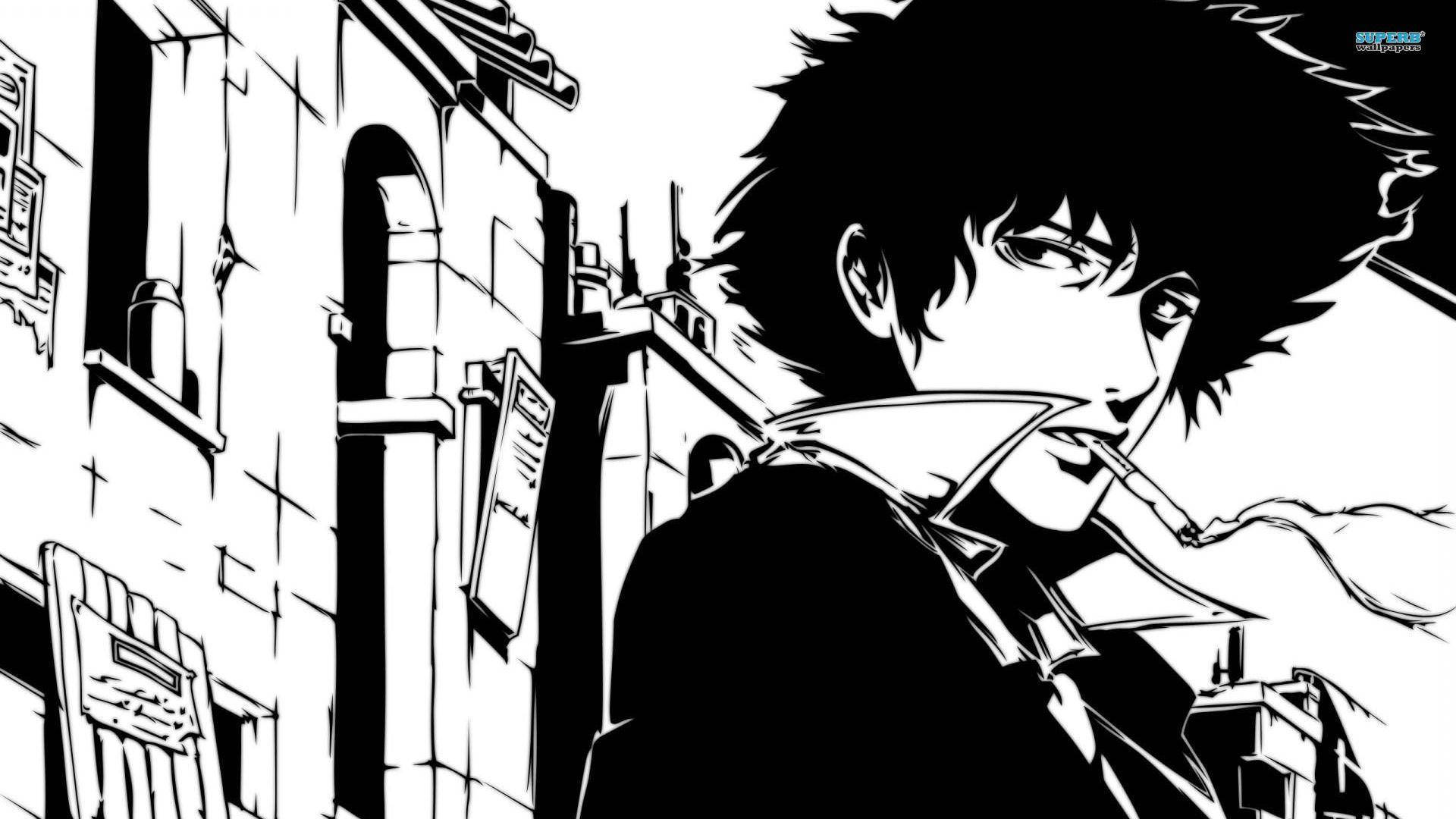 Spike Spiegel Alb Negru Anime Fundal