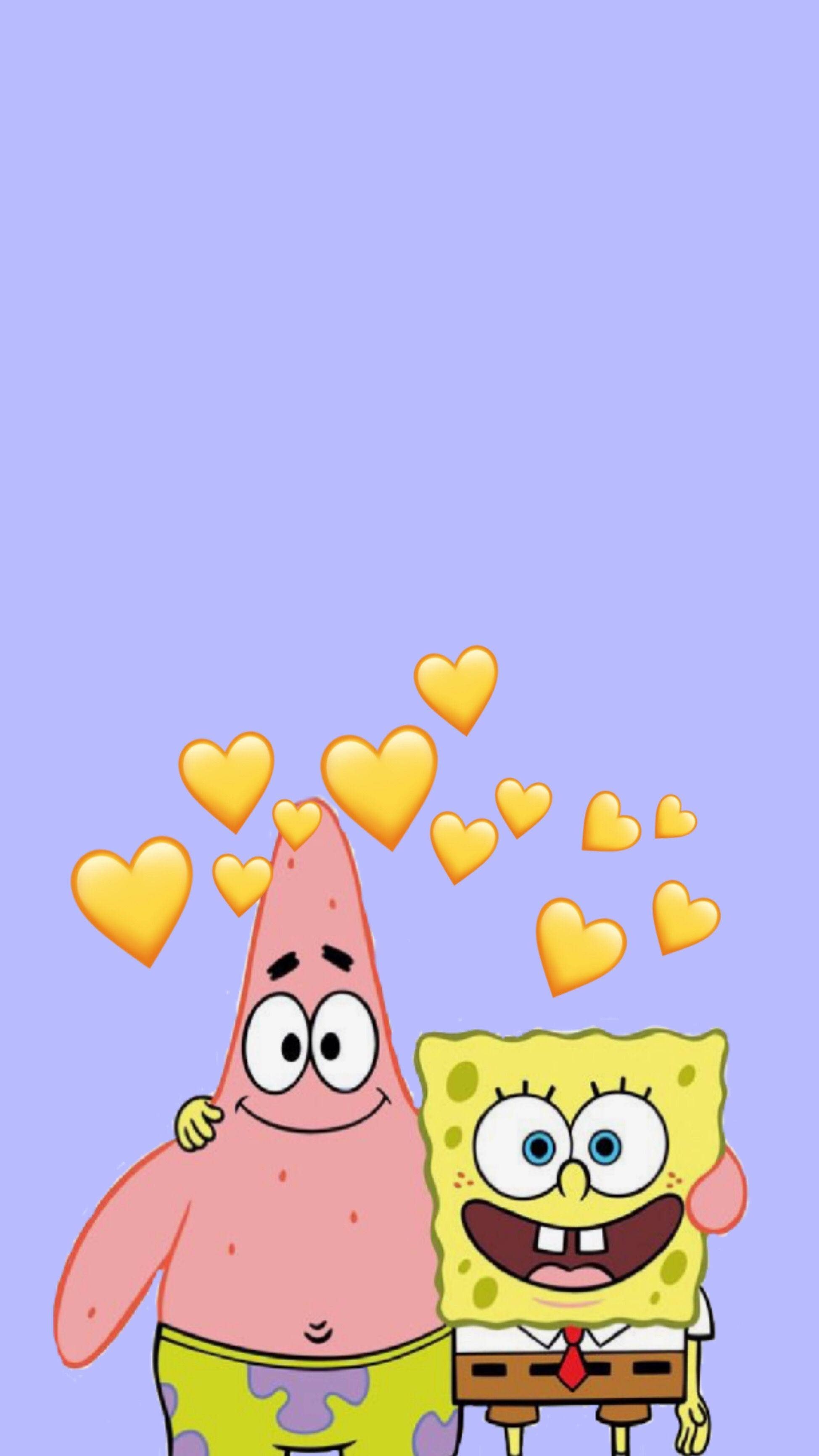 SpongeBob și Patrick pe fundal pastelat albastru Fundal