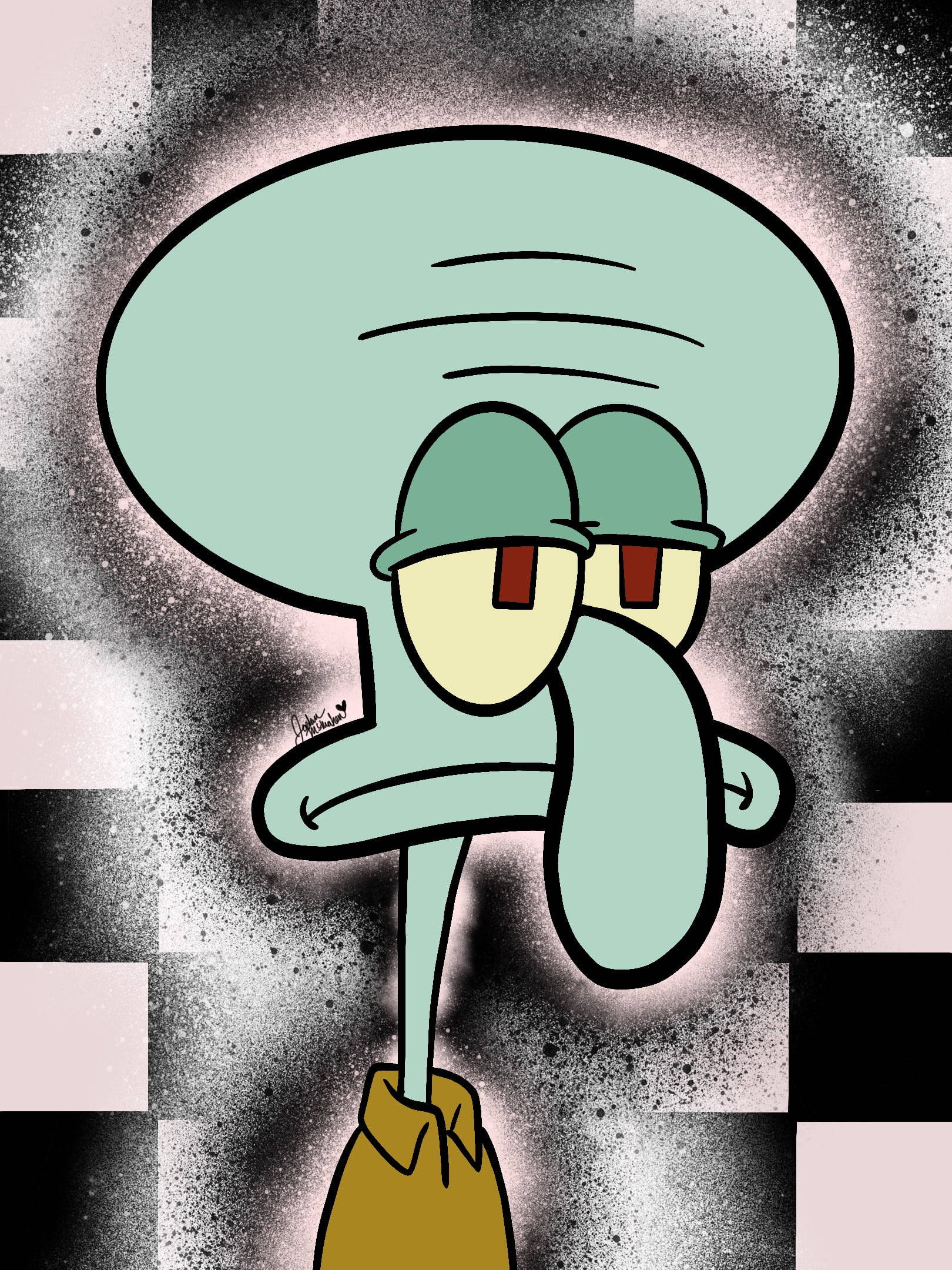 Squidward plictisit și amuzant în stil estetic Fundal