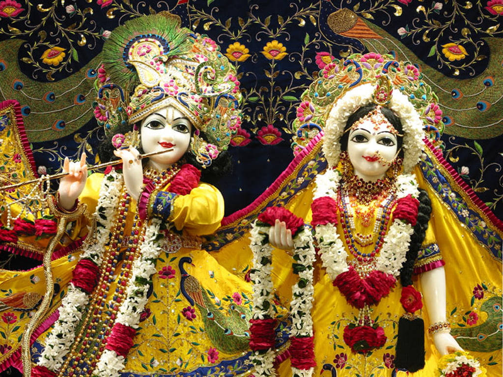 Statuete Frumoase ale Zeilor Krishna și Radha Fundal