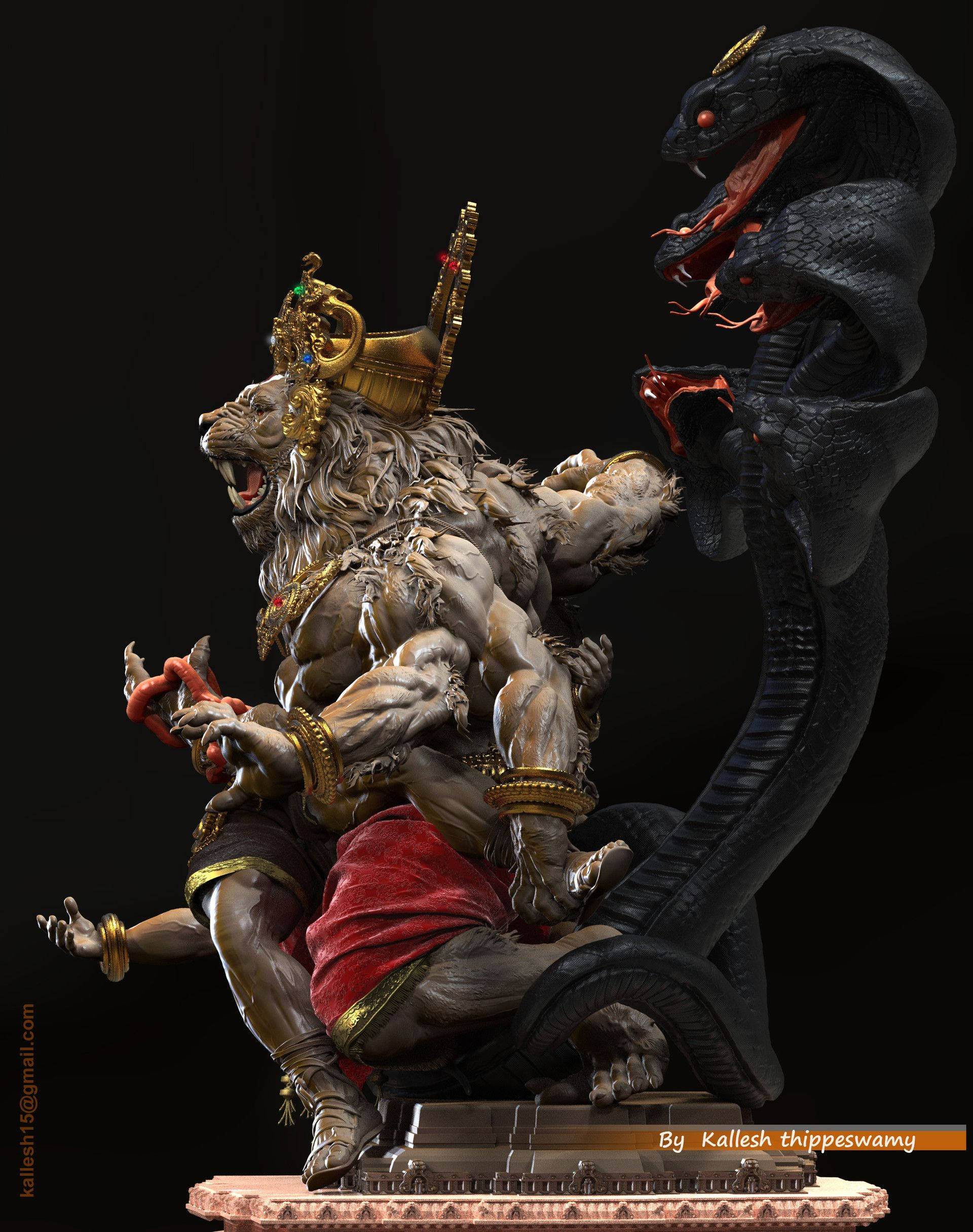 Statuia Domnului Narasimha Fundal