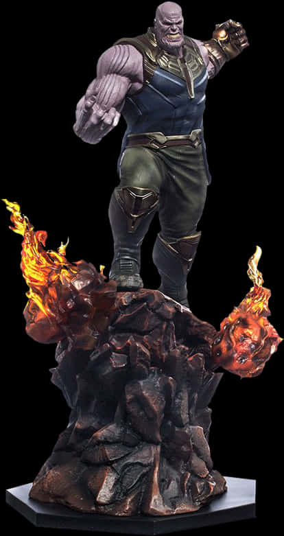 Statuia lui Thanos cu Bază de Inferno Fundal
