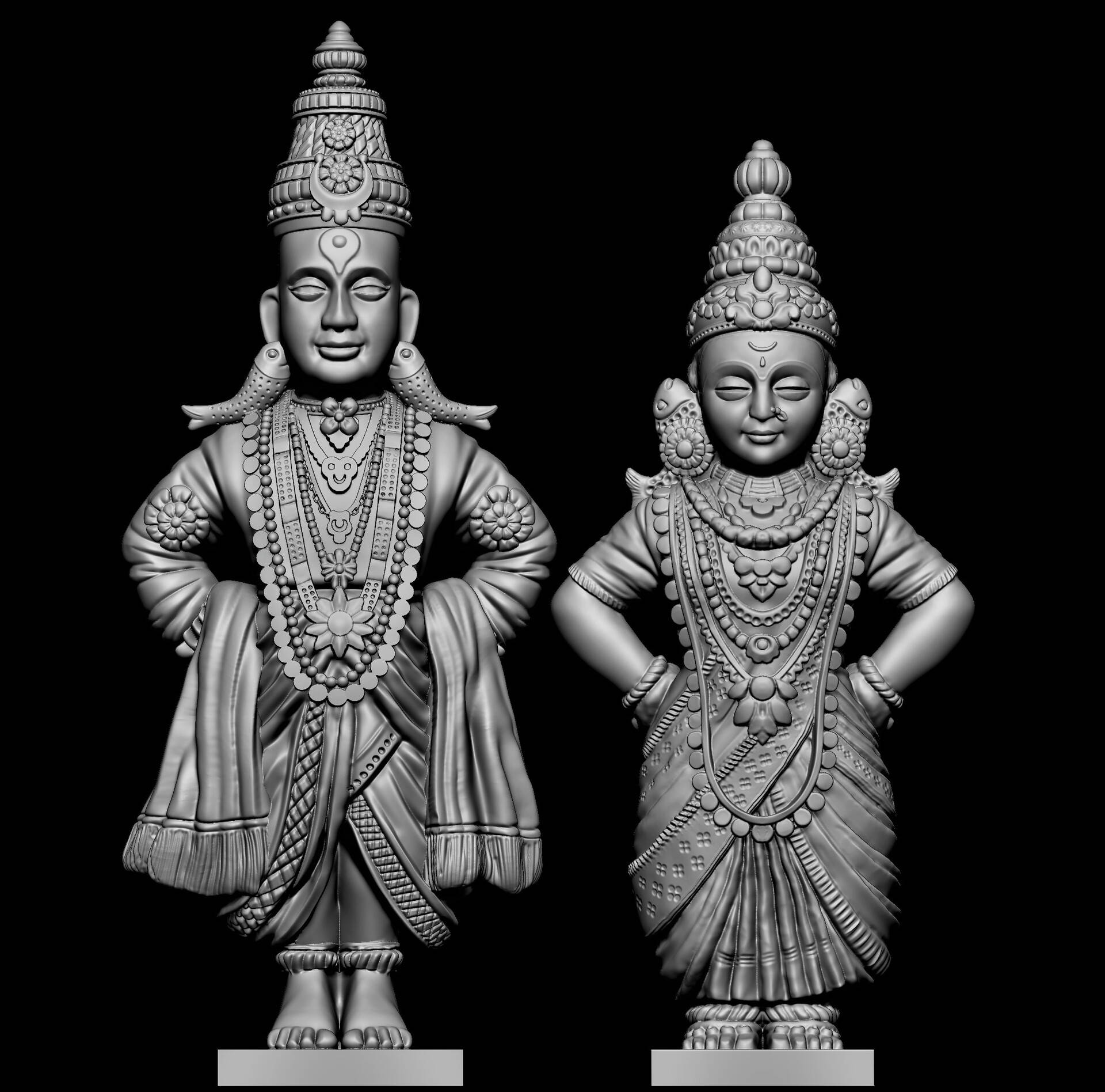Statuile 3D Vitthal Rukmini Fundal