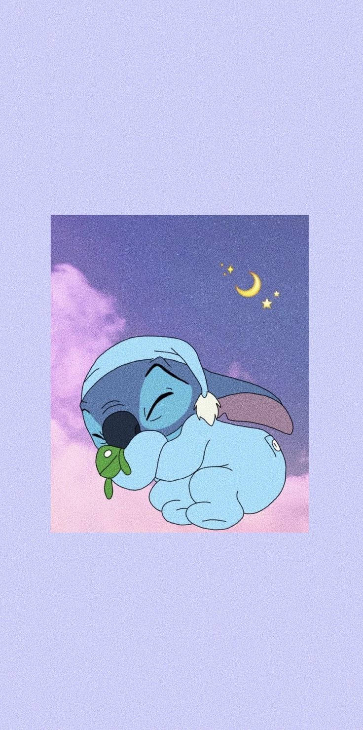 Stitch estetic din desen animat Disney pe un nor Fundal